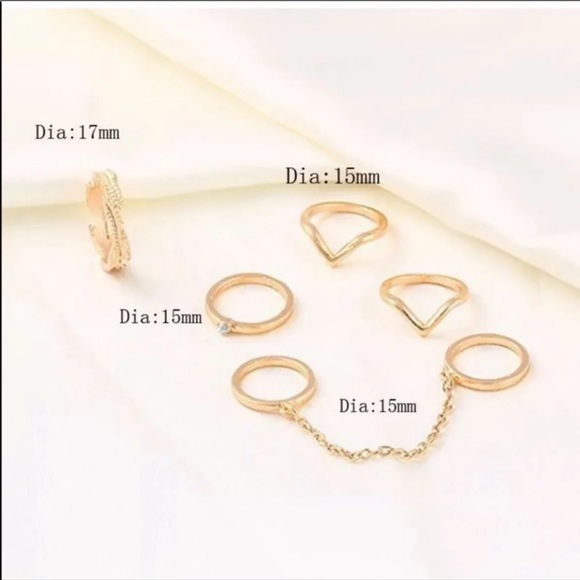 6 Piece Stackable Midi Ring Set - Picture 5 of 6